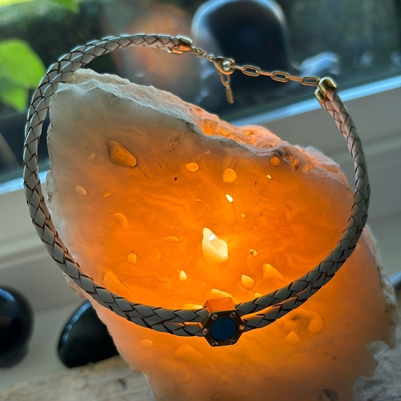 LIZA Schwartz leather choker with genuine turquoise brand new - Picture 3 of 13